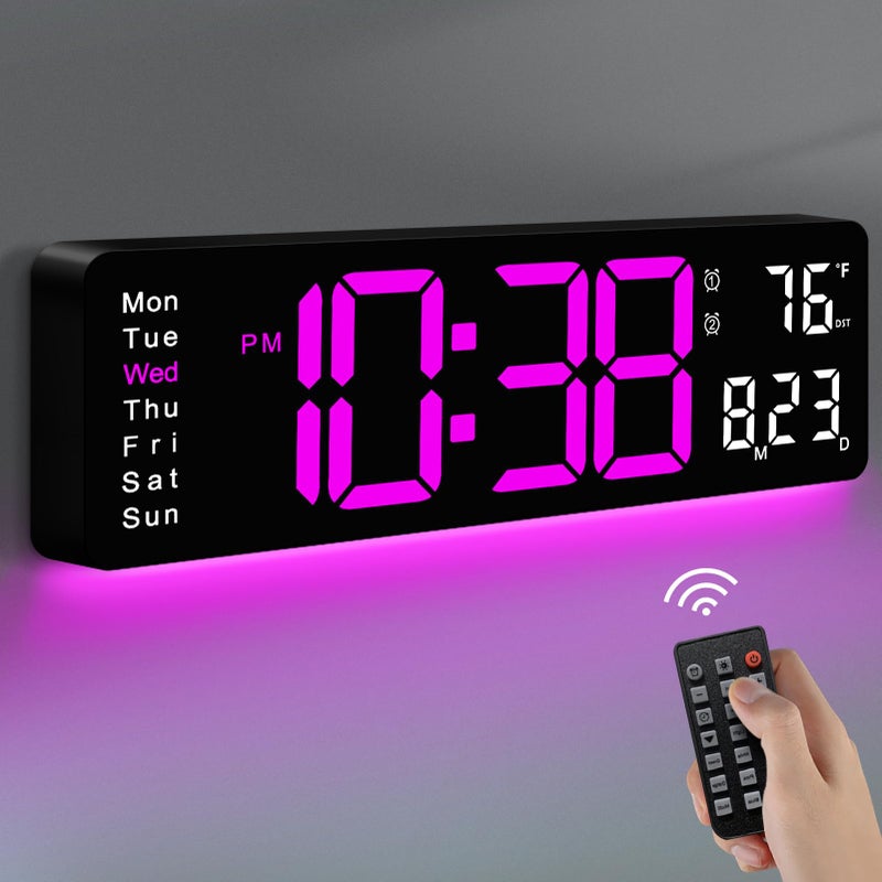 MASHI Digital Wall Clock 16 Large Display Digital Clock with Remote Control AutoDimming Wall Clock with Night Light DST Date WeekTemp for Living Room Bedroom Decor Gift for Elderly - Image 2