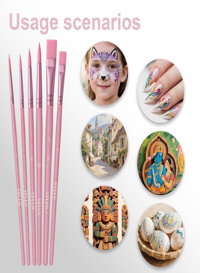 YFLLN Paint Brushes Set for Acrylic Painting,Watercolor Brushes Painting Brush Nylon Hair Brushes for Acrylic Oil Watercolor Canvases Rock Body Face Nail Miniature Detailing Drawing Art Supplies(Red) - Image 5