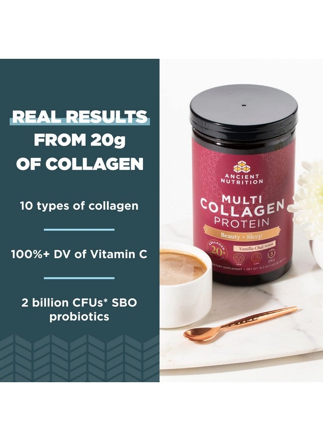 آينشنت نيوترشن مسحوق بروتين الكولاجين من Ancient Nutrition، بروتين الكولاجين المتعدد للجمال والنوم مع فيتامين C، شاي الفانيليا، ببتيدات الكولاجين المتحللة لدعم البشرة والأظافر، والنوم، 16.1 أونصة - Image 2