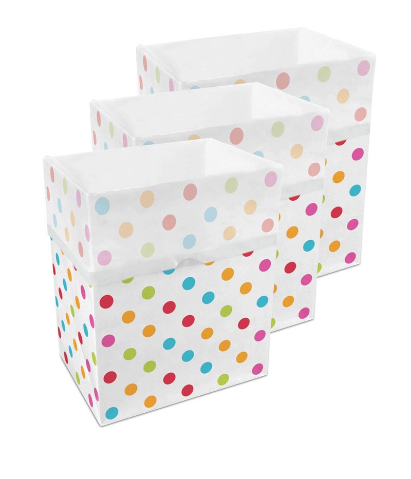Clean Cubes 13 Gallon Disposable Pop-Up Trash Cans (3-Pack) with Fitted Bags – Foldable Garbage & Recycling Bins for Parties, Events & Kitchen (Polka Dot, 17" H x 13.5" W x 10" D) - Image 1
