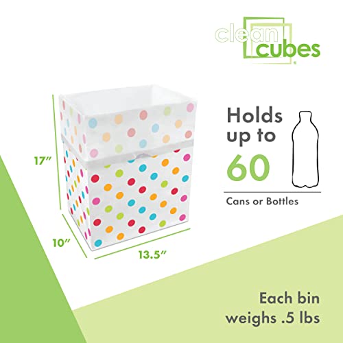 Clean Cubes 13 Gallon Disposable Pop-Up Trash Cans (3-Pack) with Fitted Bags – Foldable Garbage & Recycling Bins for Parties, Events & Kitchen (Polka Dot, 17" H x 13.5" W x 10" D) - Image 4
