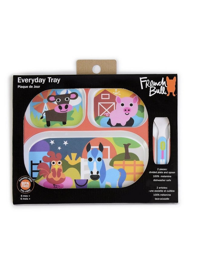 FRench Bull 11" Kids Everyday Tray Divided Tray And Spoon Set Jungle Animals (74413) - Image 4