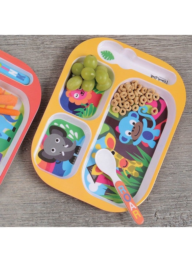FRench Bull 11" Kids Everyday Tray Divided Tray And Spoon Set Jungle Animals (74413) - Image 3