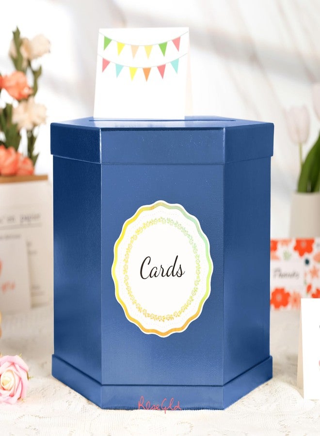 ROSEGLD Card Box, Card Receiving Box 12x10x10 Inches, Elegant Card Box Holder for Wedding, Graduation, Birthday, Baby Shower, Engagement (Navy Blue) - Image 4