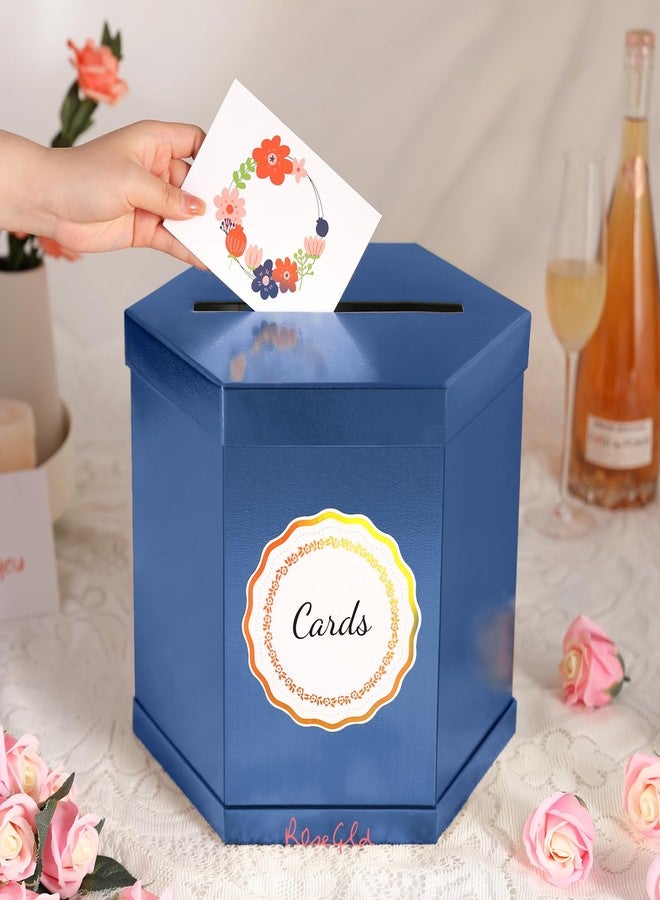ROSEGLD Card Box, Card Receiving Box 12x10x10 Inches, Elegant Card Box Holder for Wedding, Graduation, Birthday, Baby Shower, Engagement (Navy Blue) - Image 2