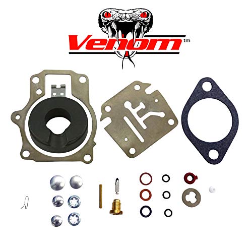 Venom Deluxe Venom Brand Carburetor Carb Rebuild Repair Kit w FLOAT (For Johnson Evinrude/Fits MANY 18 20 25 28 30 35 40 45 48 50 55 60 65 70 75 HP Outboard Motors (SEE CHART For Fitment) - Image 2