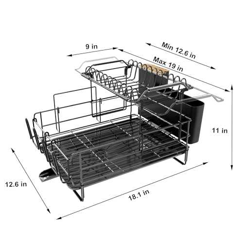 Runnatal 2Tier Dish Drying Rack with Drainboard Set Stainless Steel Detachable 2in1 LargeCapacity 2Tier Over The Sink AntiRust Dish Rack and Dish Drainer for All Kitchen - Image 3