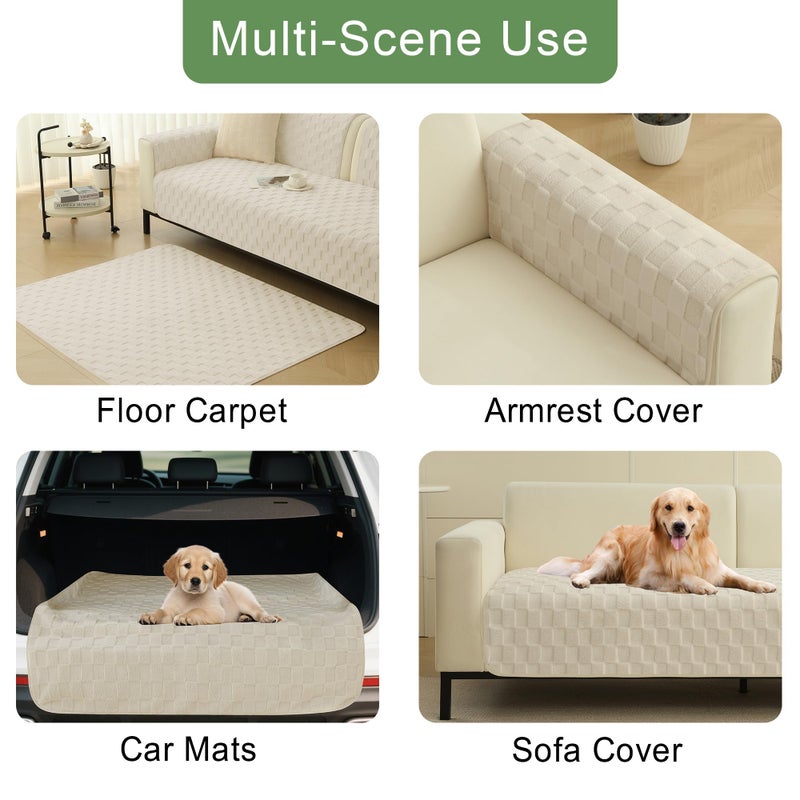 Foxdecor Couch Covers for 3 Cushion Couch Sofa Pet Friendly, Funny Fuzzy Pet Couch Covers, Anti Slip Sofa Covers Dog Cover for Couch Protector. (Cream White, 30x70 inch) - Image 5