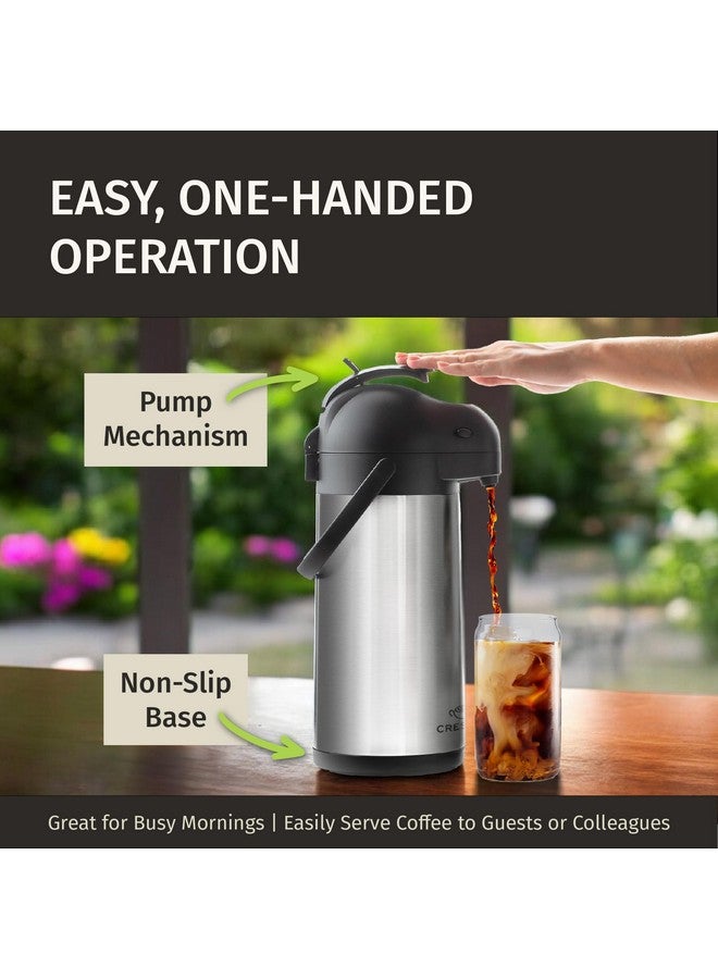 Cresimo قارورة قهوة كريزيمو مع مضخة - 102 أونصة / 3 لتر إبريق هواء بسعة 12 ساعة للماء الساخن، موزع كاكاو للحفلات - إبريق شاي، أواني هواء معزولة من الفولاذ المقاوم للصدأ لموزع المشروبات الساخنة - مضخة قهوة - Image 4