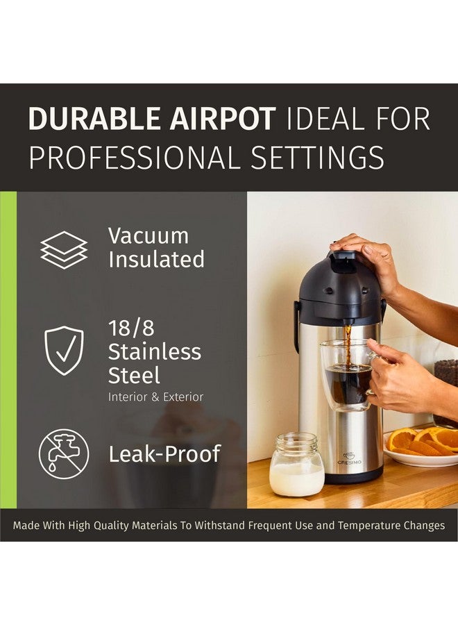 Cresimo قارورة قهوة كريزيمو مع مضخة - 102 أونصة / 3 لتر إبريق هواء بسعة 12 ساعة للماء الساخن، موزع كاكاو للحفلات - إبريق شاي، أواني هواء معزولة من الفولاذ المقاوم للصدأ لموزع المشروبات الساخنة - مضخة قهوة - Image 5