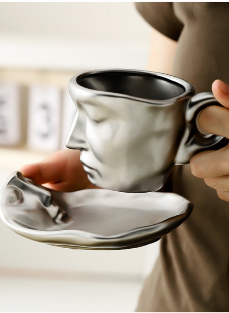 Generic European Retro Creative Coffee Cup Design with High Aesthetic Value Ceramic Cup and Plate Set  - Image 3