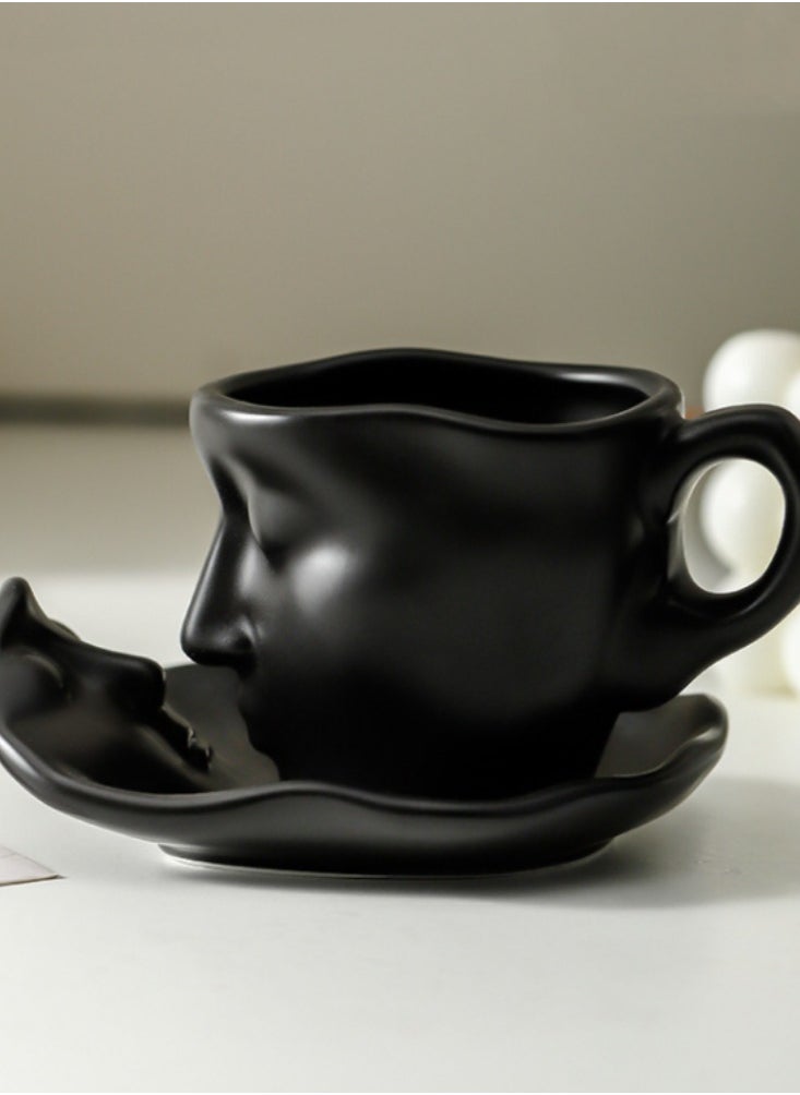 Generic European Retro Creative Coffee Cup Design with High Aesthetic Value Ceramic Cup and Plate Set  - Image 1