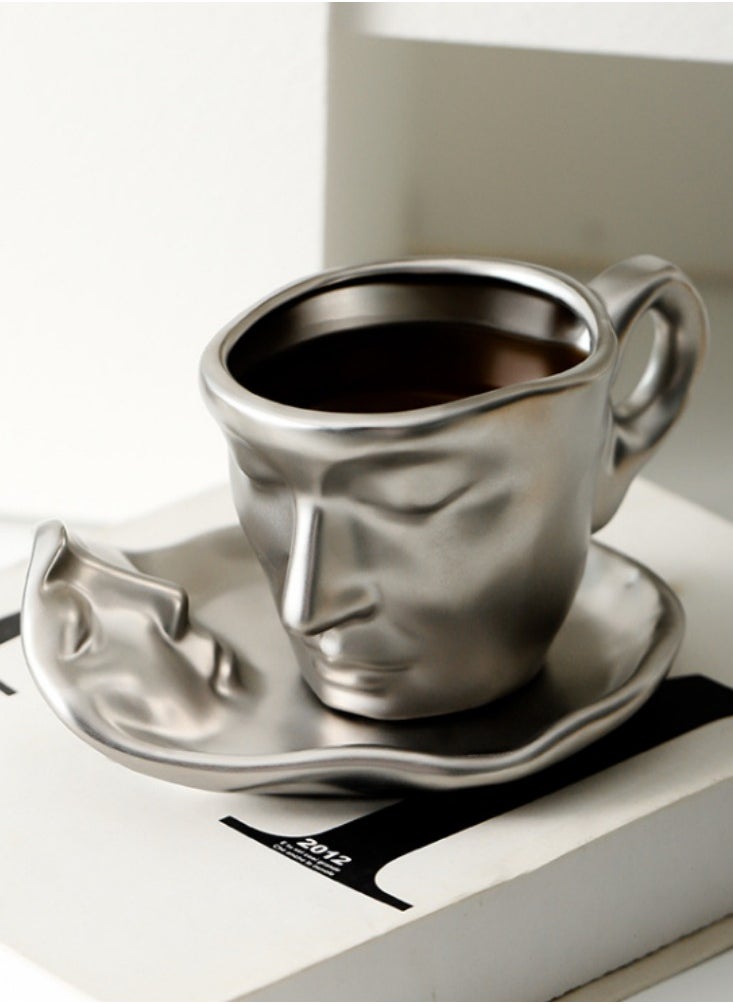 Generic European Retro Creative Coffee Cup Design with High Aesthetic Value Ceramic Cup and Plate Set  - Image 5