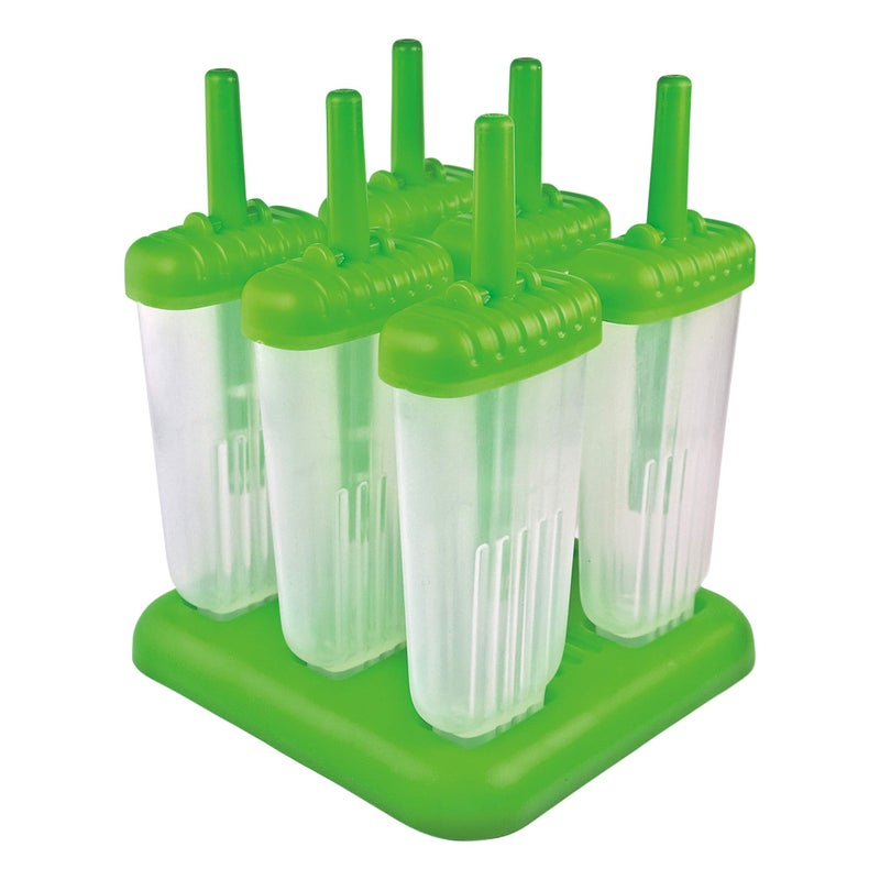 Tovolo Popsicle Molds with Sticks (6-Pack, Groovy) - Reusable Ice Pop Molds & Sticks for Homemade Ice Pops & Frozen Snacks - Stackable Popsicle Maker with Lid, Dishwasher Safe & BPA-Free - Green - Image 1