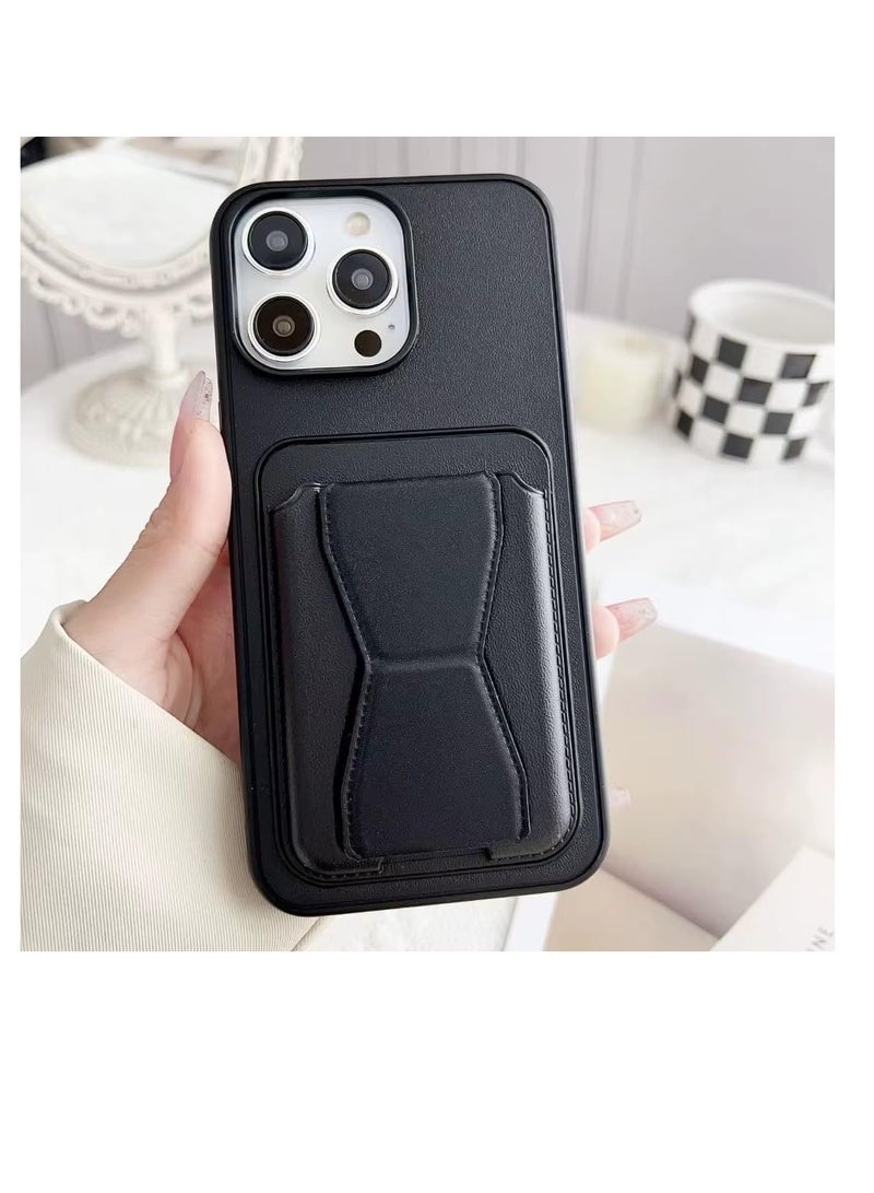 Leather Wallet Case Compatible with Oppo Reno12 , Leather Back Cover With TPU Frame, Shockproof Protective Phone Case with Card Holder Stand (Black) Leather Wallet Case Compatible with Oppo Reno12 , Leather Back Cover With TPU Frame, Shockproof Protective Phone Case with Card Holder Stand (Black)  - Image 2