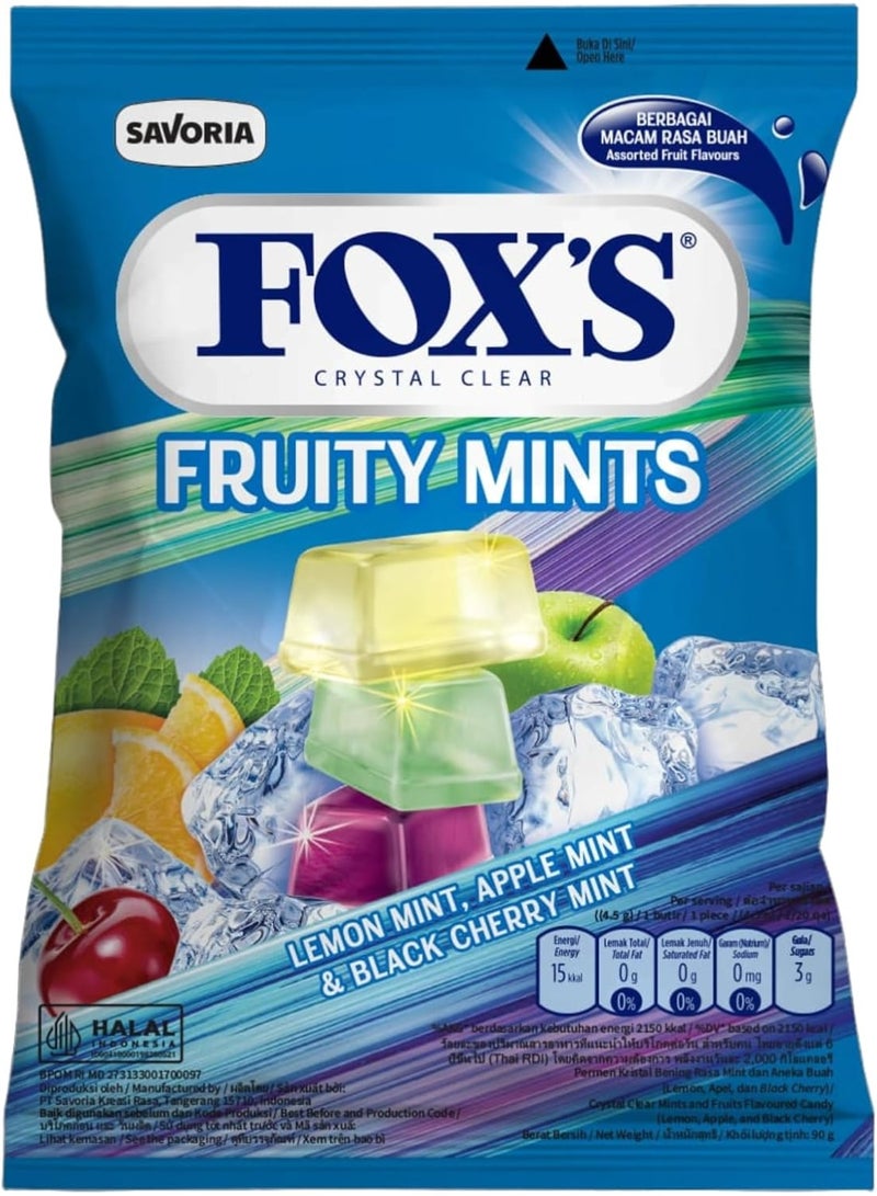 Crystal Clear Fruity Mints Candy Pouch 90g
