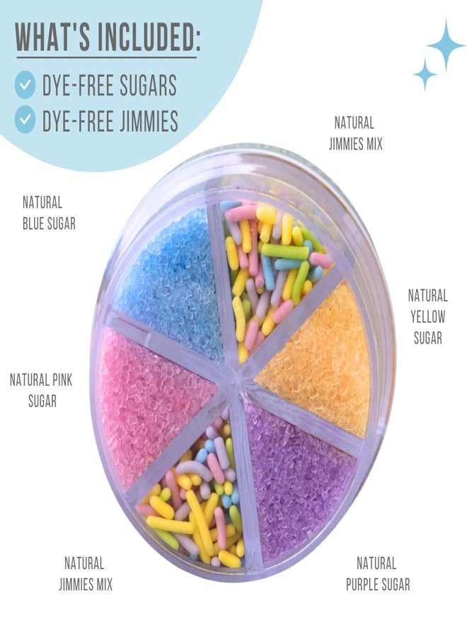 Sweets Indeed Dye Free Pastel Sprinkles 6 Cell, Yellow Blue Purple and Pink Sugar with Pastel Jimmies, No Artificial Dyes, Edible Cake Decorations Baking Ice Cream Cookies Cupcake Topper, 2.75 ounces - Image 2