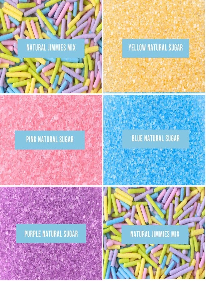 Sweets Indeed Dye Free Pastel Sprinkles 6 Cell, Yellow Blue Purple and Pink Sugar with Pastel Jimmies, No Artificial Dyes, Edible Cake Decorations Baking Ice Cream Cookies Cupcake Topper, 2.75 ounces - Image 3