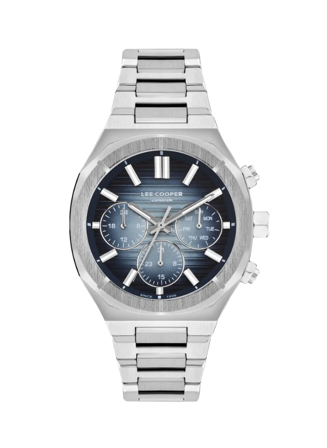 لي كوبر Men's Watch, Multi Function Display and Metal Strap - LC07959.390, Silver