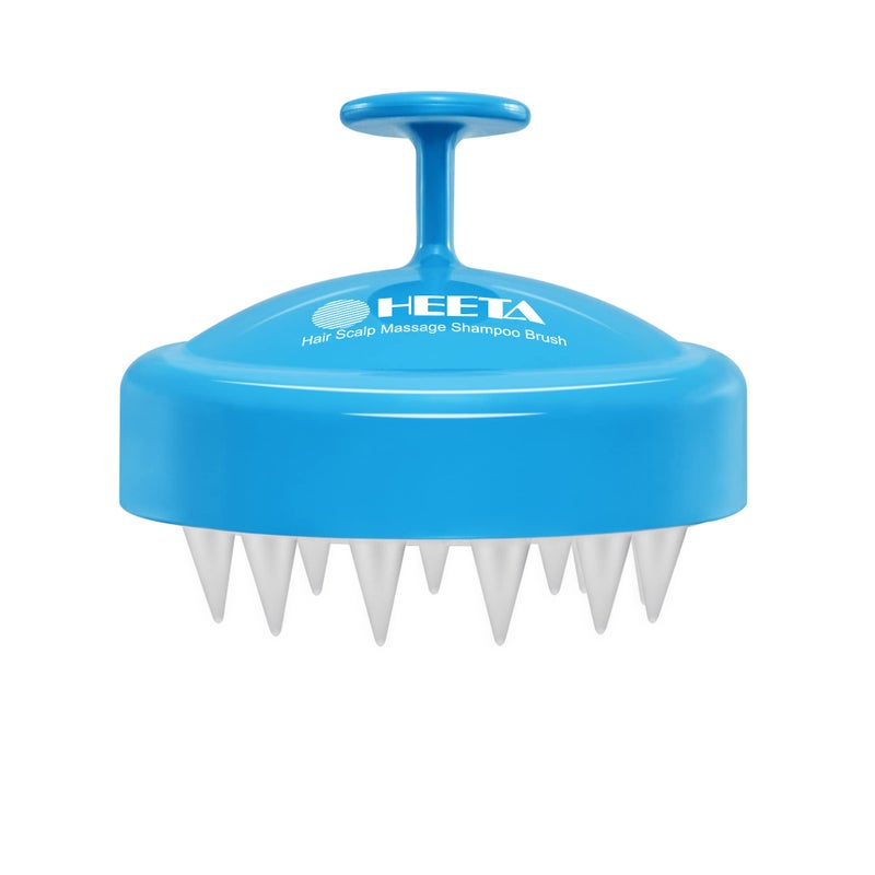 HEETA Scalp Massager with Soft Silicone Bristles for Hair Growth Dandruff Removal and Exfoliation Sky Blue Shampoo Brush