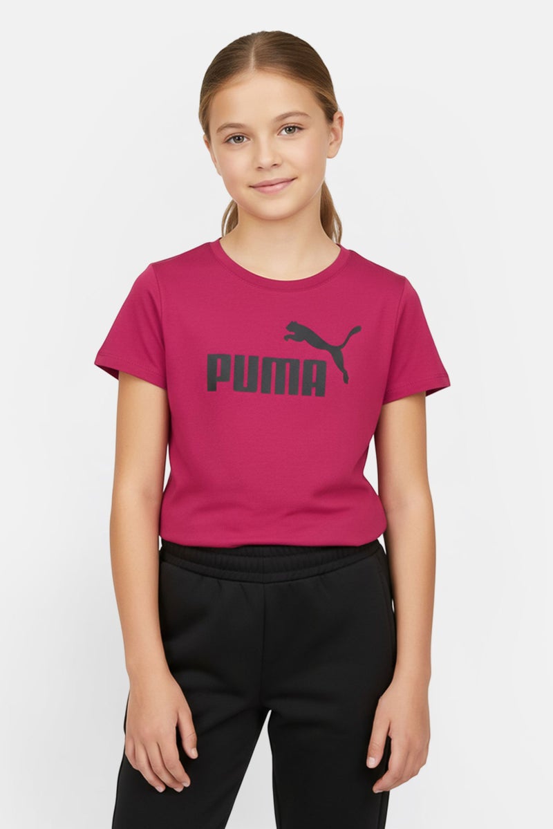 PUMA Kids Girl Sportswear Fit Short Sleeve Outdoor T-Shirt, Purple - Image 1