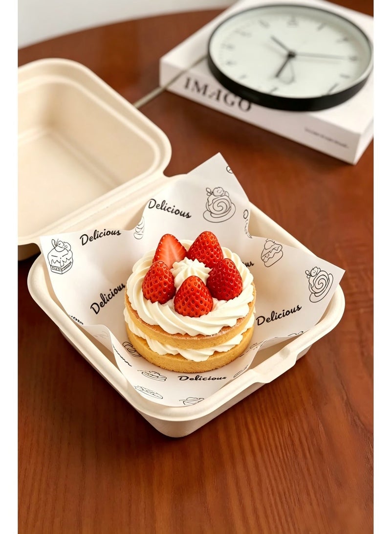200Pcs Wax Paper Sheets for Food, Food Grade Oil Proof Paper Sandwich Wrapping Paper, Basket Liners Food Picnic Paper Sheets Greaseproof Deli Wrapping Sheets, Food-Specific Hamburger Cake Bread Paper with Printed English Text 18x18cm - Image 4