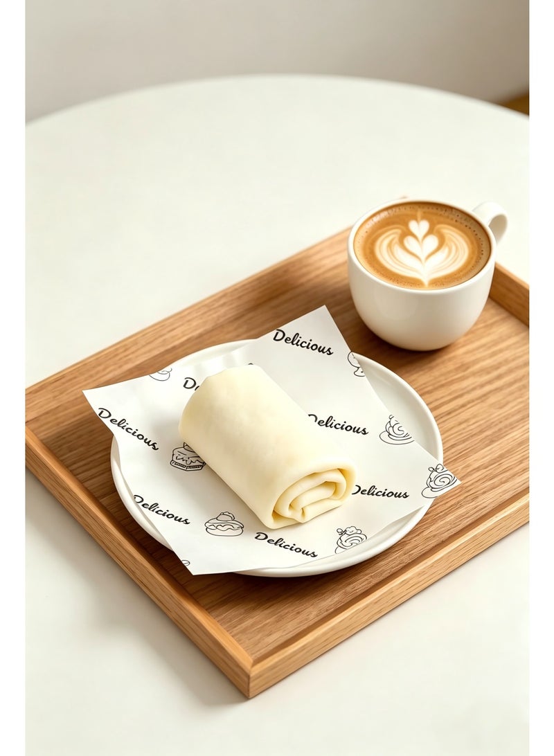 200Pcs Wax Paper Sheets for Food, Food Grade Oil Proof Paper Sandwich Wrapping Paper, Basket Liners Food Picnic Paper Sheets Greaseproof Deli Wrapping Sheets, Food-Specific Hamburger Cake Bread Paper with Printed English Text 18x18cm - Image 2
