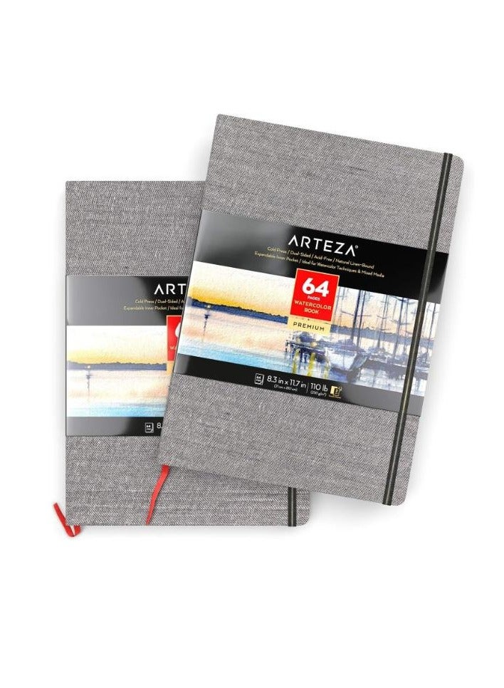 Watercolor Book, Gray, 8.3 x 11.7 inch, 1 pack