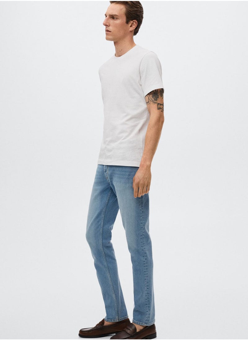 MANGO - Light Wash Slim Fit Jeans - Image 1