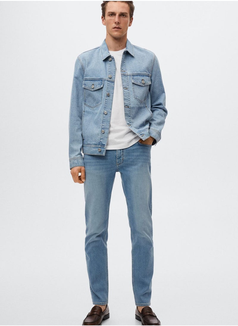 MANGO - Light Wash Slim Fit Jeans - Image 1