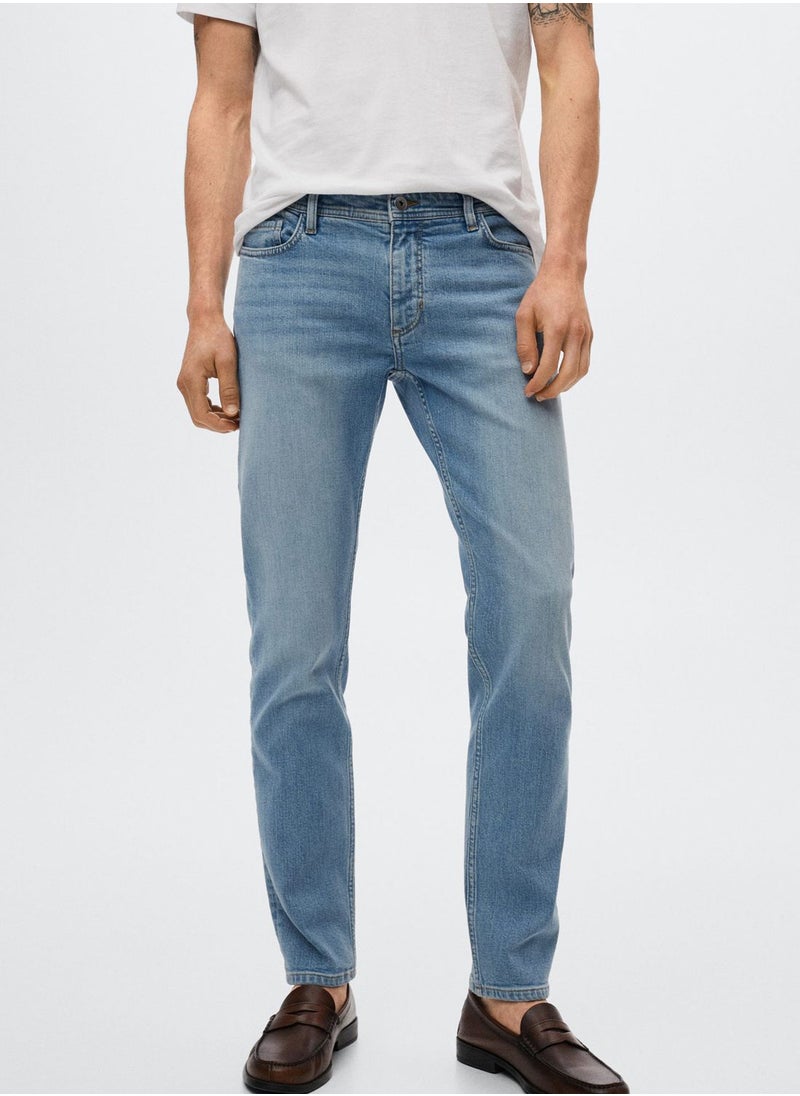 MANGO - Light Wash Slim Fit Jeans - Image 1