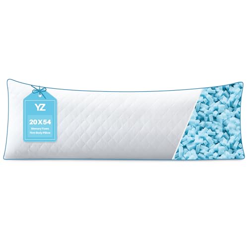 YZ HOME Long Body Pillow for Adults - Firm Body Pillow Insert with Shredded White Memory Foam, Adjustable Height, Soft Support for Side Sleeping, Pregnant Women, Washable (White, 20x54 Inch) - Image 1