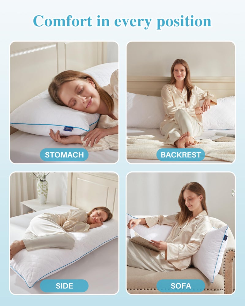 YZ HOME Long Body Pillow for Adults - Firm Body Pillow Insert with Shredded White Memory Foam, Adjustable Height, Soft Support for Side Sleeping, Pregnant Women, Washable (White, 20x54 Inch) - Image 4