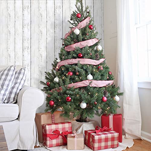Decoroom White Gray Wood Wallpaper 17.71 in X 393 in Peel and Stick Removable Decorative Vintage Wood Grey Plank Wall Paper Self-Adhesive Interior Vinyl Film Shiplap for Halloween and Christmas Home Decoration - Image 3
