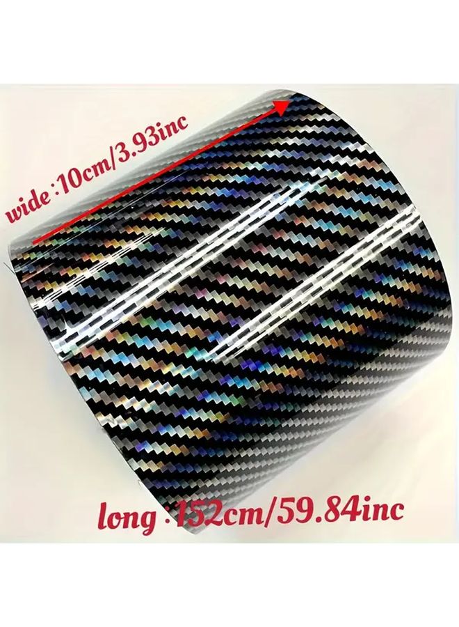 High Gloss Holographic Carbon Fiber Vinyl Wrap Black 3 94 Inch X 59 84 Inch - Image 2