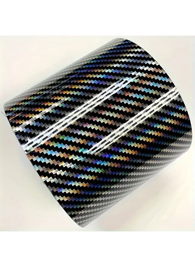 High Gloss Holographic Carbon Fiber Vinyl Wrap Black 3 94 Inch X 59 84 Inch - Image 5