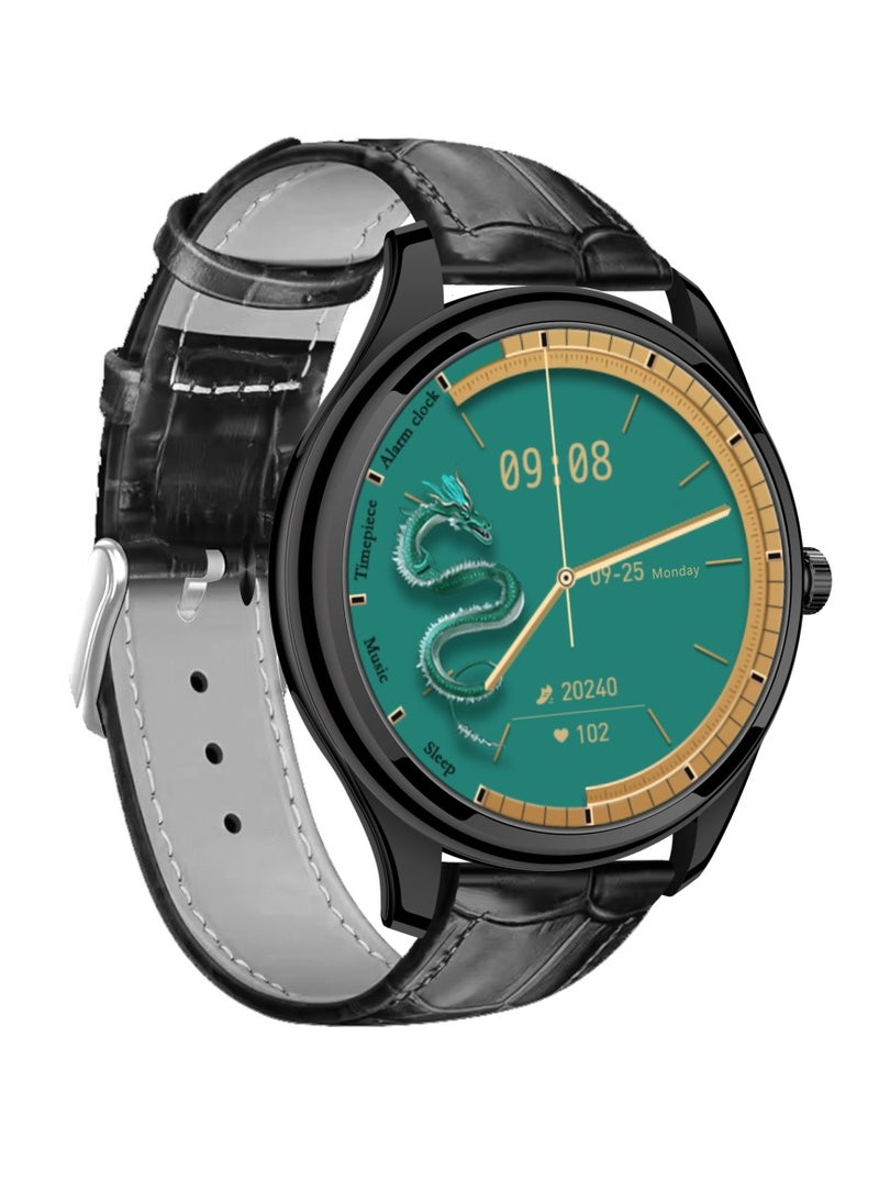 Hommtel GT5 Ultrathin Smartwatch with 1.53-inch AMOLED Display, NFC, AI Voice Assistant, Multi-Sport Modes, Formal Strap Edition Black | Extra Chain and Silicon Straps Free  - Image 1