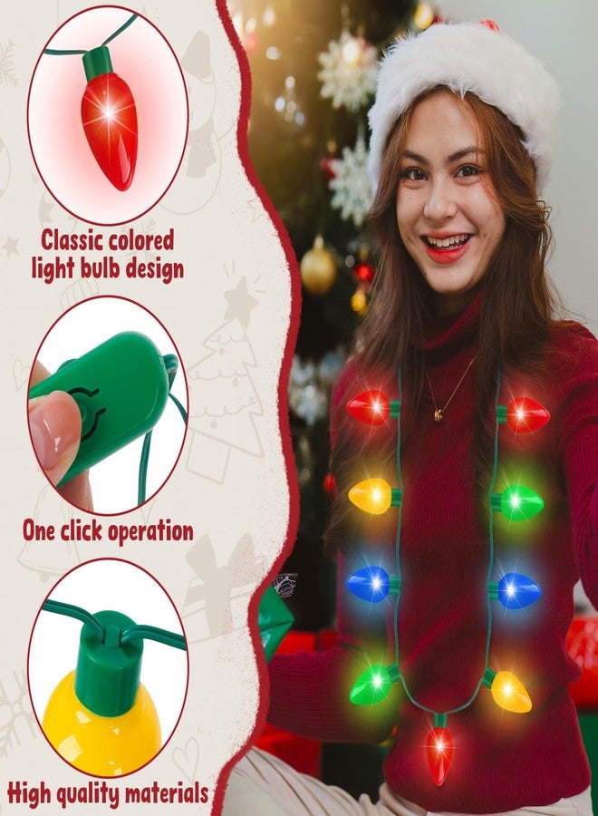 Blowata 6PCS Christmas Light Necklace, 9 Bulbs Christmas Accessories with 3 Flash Modes, Colorful Xmas Light Necklace for Party Favor Xmas Decorations Ugly Sweater Party Supplies Holiday Decor - Image 3