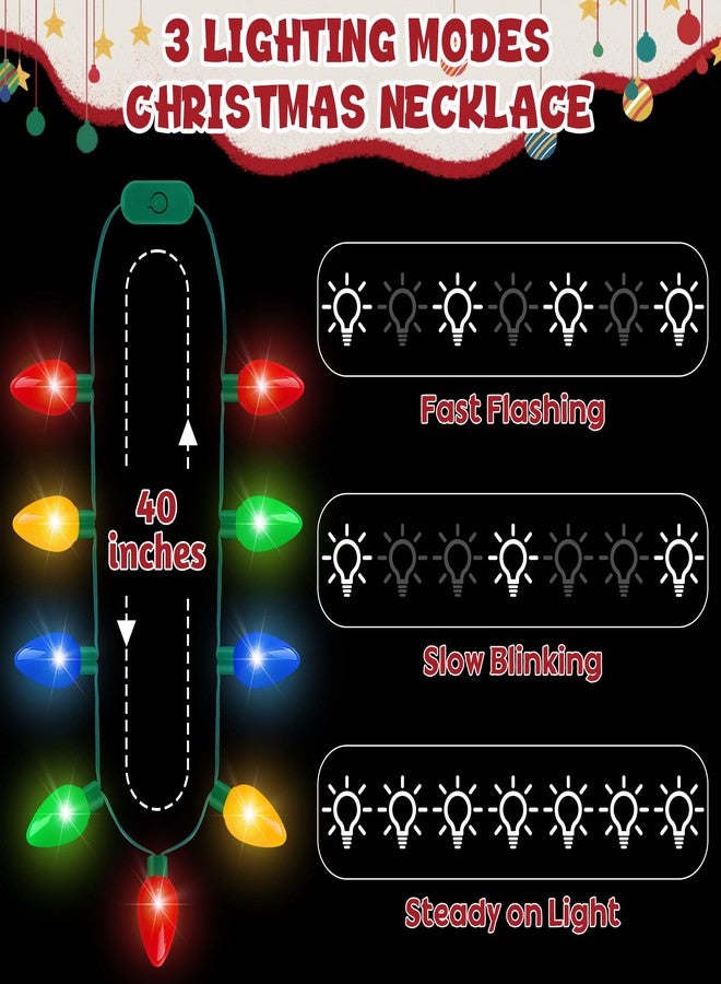 Blowata 6PCS Christmas Light Necklace, 9 Bulbs Christmas Accessories with 3 Flash Modes, Colorful Xmas Light Necklace for Party Favor Xmas Decorations Ugly Sweater Party Supplies Holiday Decor - Image 2