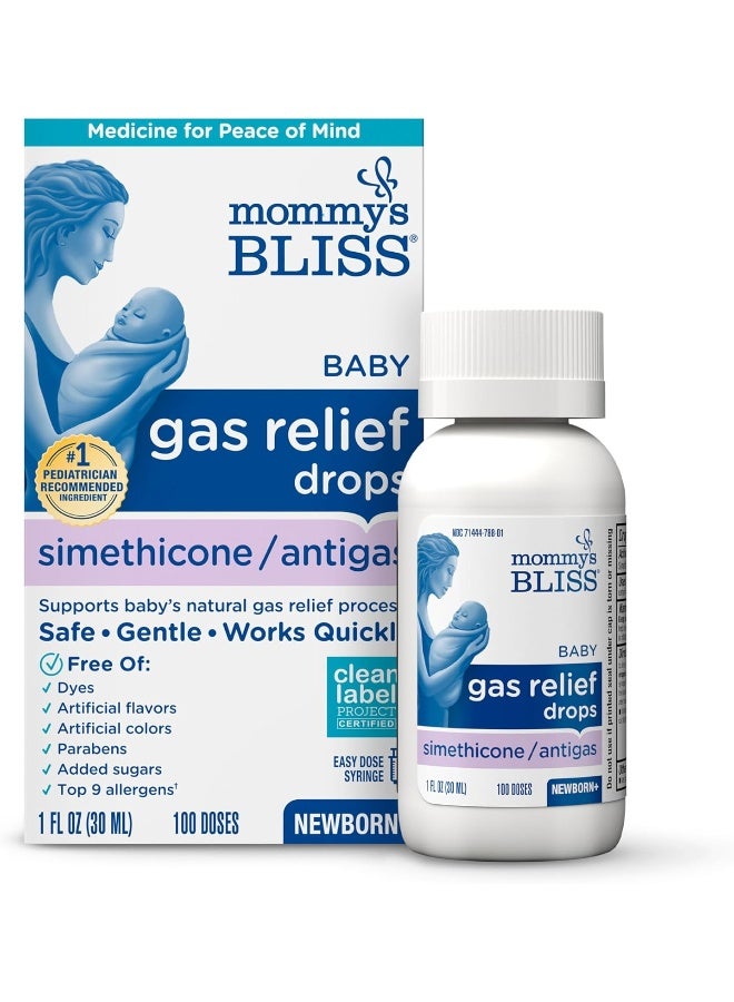 Mommy's Bliss Fast Acting Gas Relief Drops for Infant Tummy Troubles to Ease Newborn Stomach Bloating - Image 1
