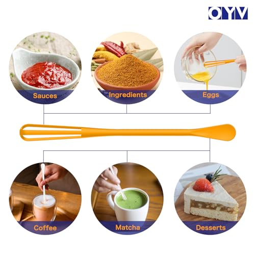 OYV Multifunctional Mini Whisk and Spoon, 8.5 in Mini Whisks for Cooking, 2 Pieces Small Whisk For Whisking, Beating, Blending Ingredients, Mixing Sauces, BPA Free Tiny Whisk - Image 3