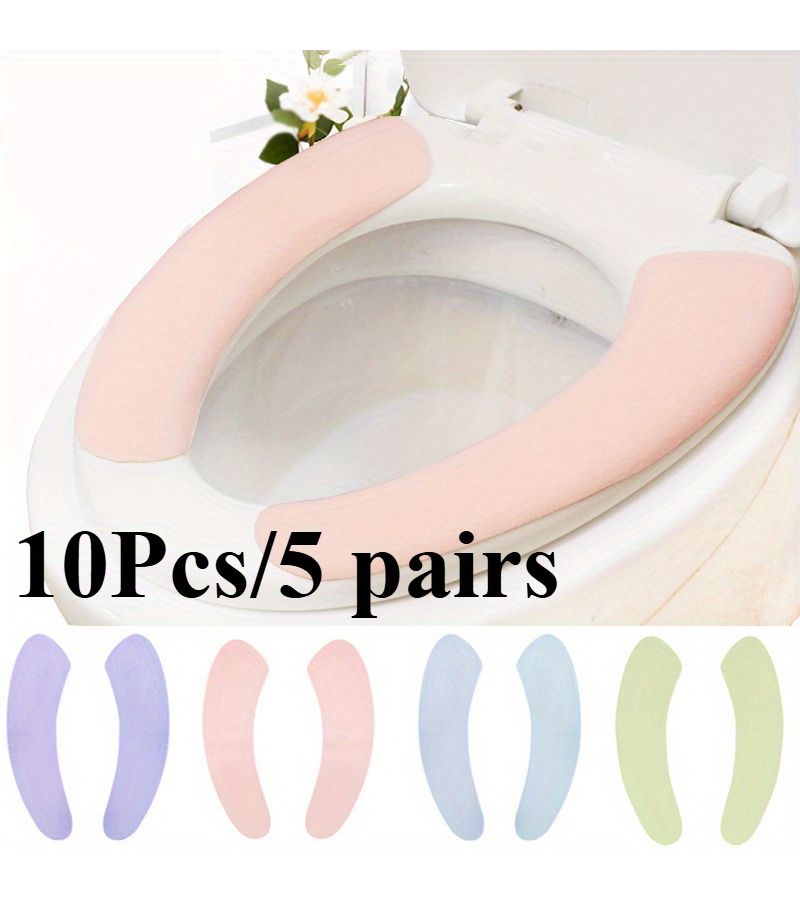 10 Pcs 5 Pairs Random Color Warm Thickened Electrostatic Toilet Seat Stickers - Image 1