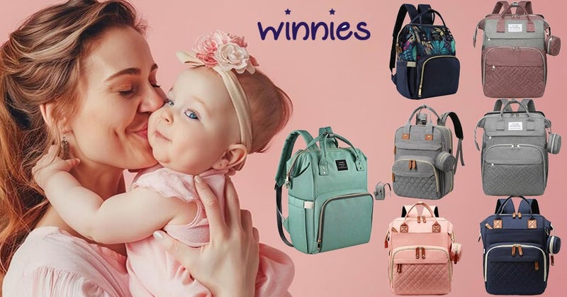 Winnies Diaper Backpack for Mothers for Travel – Baby Nappy Bag with Insulated Bottle Pockets | Maternity Bags for Mother and Baby | Multi-Compartment Mother Bag (Grey/Green) - Image 5
