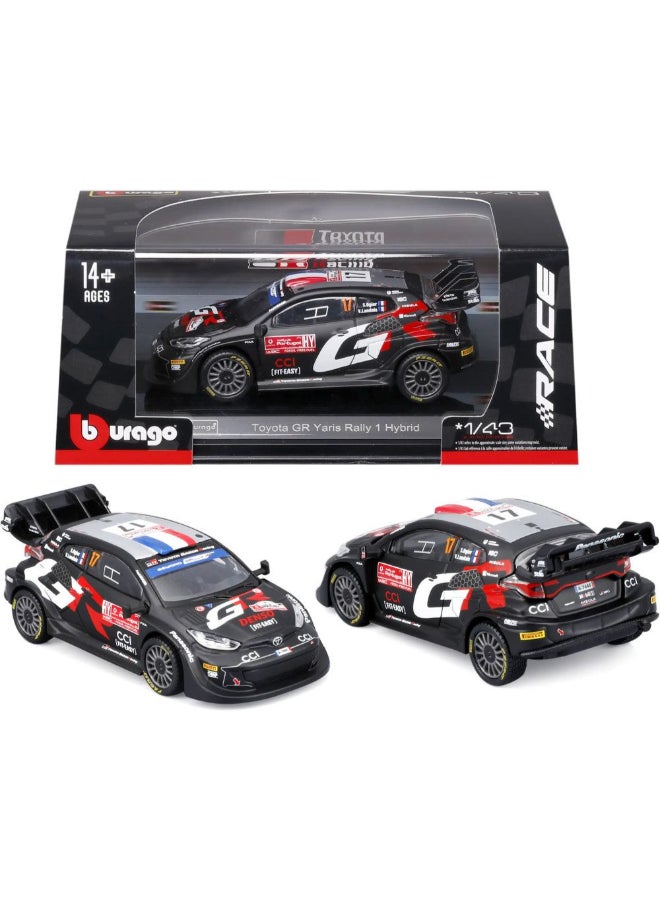 Bburago Race Toyota GR Yaris Rally1 Hybrid #17 Sebastien Ogier Die-cast Car (1:43, Black) - Image 1