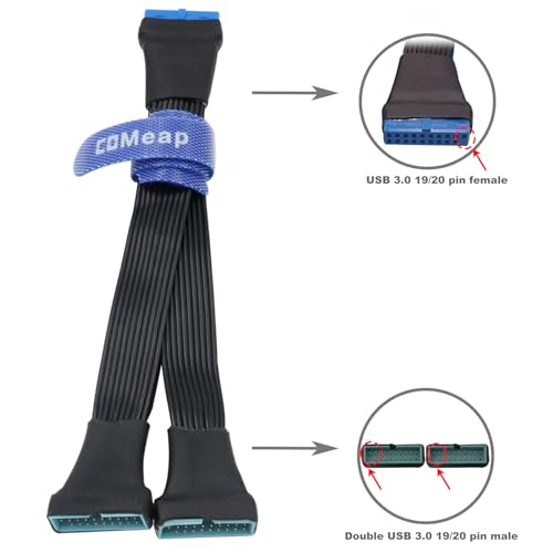 COMeap USB 3.0 Header Splitter Extension Cable, Small Mini USB 3.0 19/20 Pin 1 to 2 Y Splitter Internal Adapter for Motherboard 5.9-inch (15cm) - Image 3