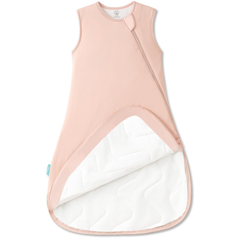 PurComfy Supersoft Sleep Sack 1.0 TOG, Premium Bamboo Viscose Baby Sleeping Bag, 2-Way Safe Zipper Sleep Sacks 3-6 Months (Blush) - Image 1
