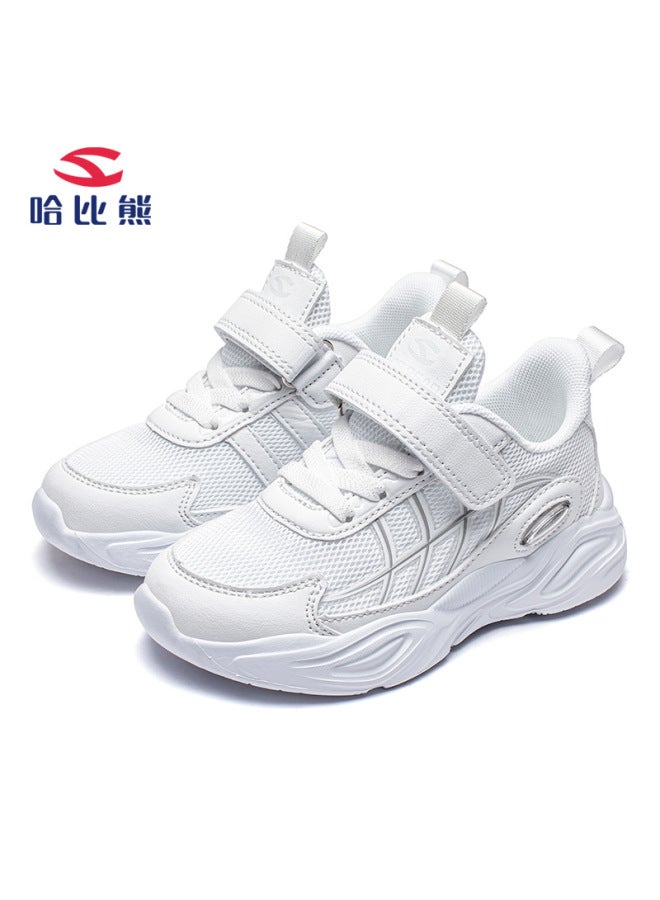 Hobbybear Mesh Spring Girls' Double Mesh Sneaker Black Solid Solid Soft Bottom White Shoes