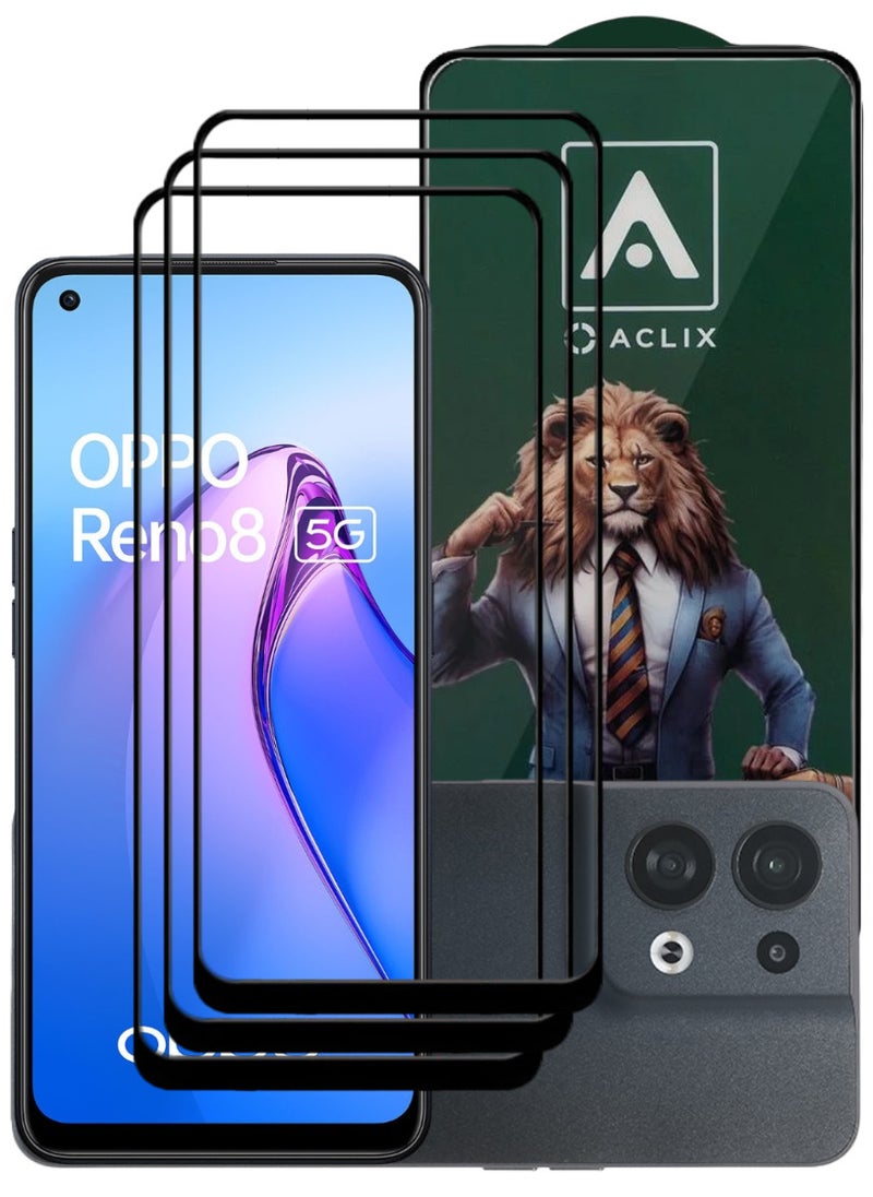 ACLIX 3 Pieces Antistatic ESD Dustproof Premium Quality High Definition Tempered Glass Screen Protector Designed For Oppo Reno8 - Image 1