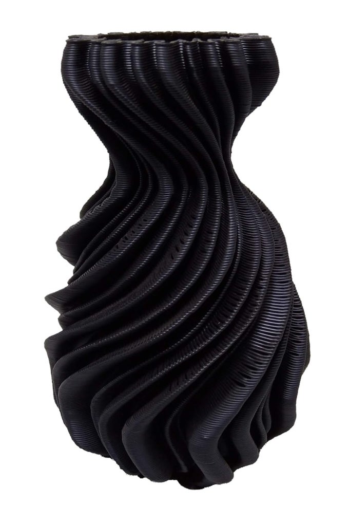 3D PRINTED FLOWER VASE 16 (BLACK PLA PLASTIC)