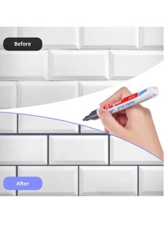 SYOSI 6 Pieces Tile Pen Wall Grout Restorer Pen Repair Marker Grout Filler Pen for Restoring Tile Grout Wall Floor Bathrooms and Kitchen Beige  - Image 3